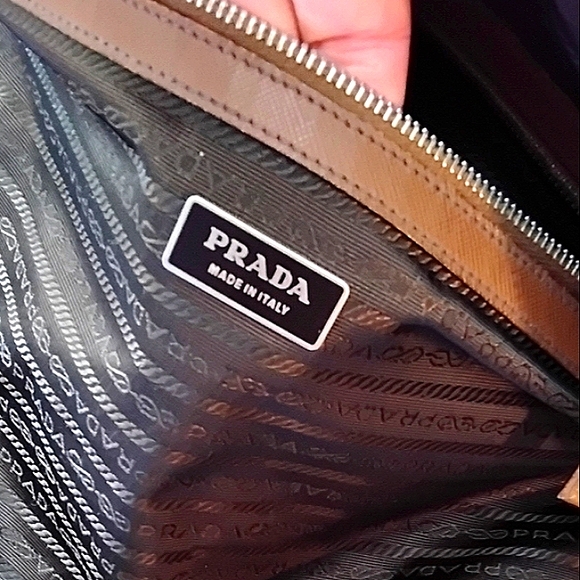 PRADA Leather Briefcase Chocolate Brown Unisex Saffiano VINTAGE - Picture 16 of 17